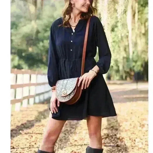 Spartina 449 Dresses & Skirts - SPARTINA 449 Catalina Slate Blue Long Sleeve Draw String Waist Mini Dress Sz. XL